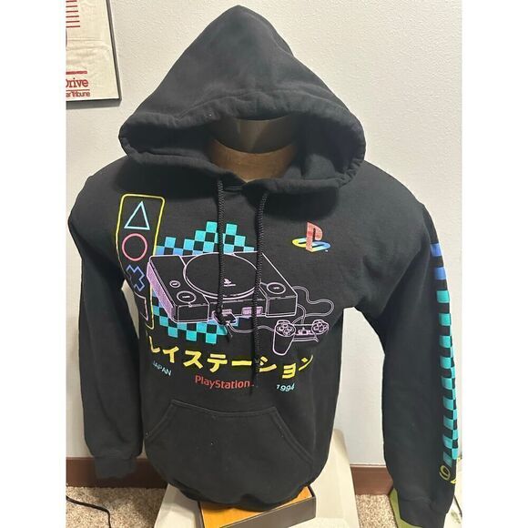 PlayStation Mens Small 1994 Console Black Hoodie - Picture 1 of 4